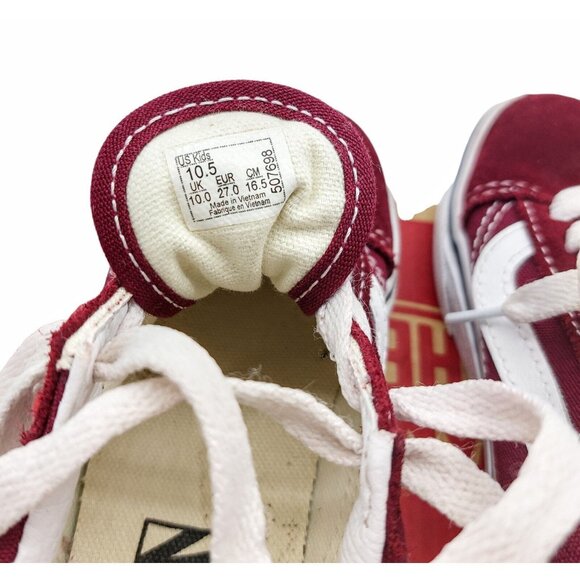 Vans Old Skool Kids Size 10.5 Maroon White VN0A4BUU5U7 Suede Canvas - Picture 3 of 12